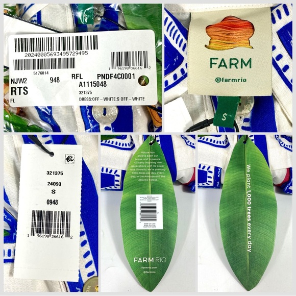 *SOLD* Farm Rio Tropical Destination Midi Linen Blend Shirt Dress Small NWT - Picture 7 of 17